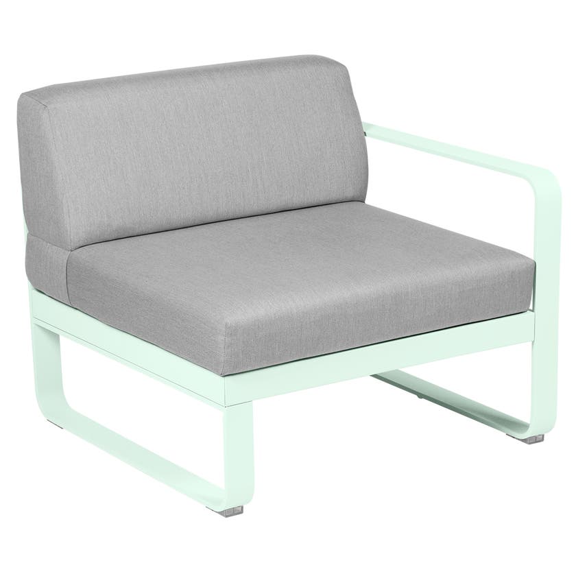 Module droit BELLEVIE de Fermob, 1 place, Menthe glaciale, Coussin Gris flanelle Module droit BELLEVIE de Fermob, 1 place, Menthe glaciale, Coussin Gris flanelle