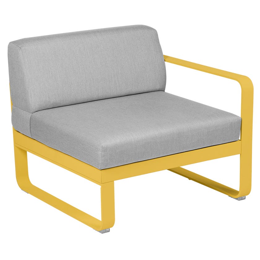 Module droit BELLEVIE de Fermob, 1 place, Miel, Coussin Gris flanelle Module droit BELLEVIE de Fermob, 1 place, Miel, Coussin Gris flanelle