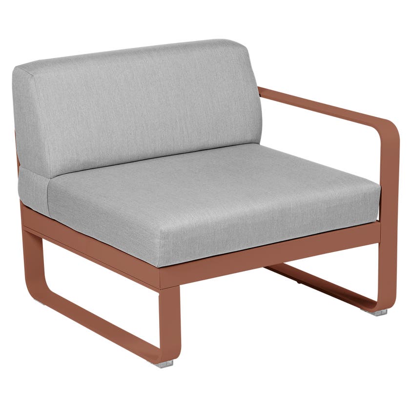 Module droit BELLEVIE de Fermob, 1 place, Ocre rouge, Coussin Gris flanelle Module droit BELLEVIE de Fermob, 1 place, Ocre rouge, Coussin Gris flanelle