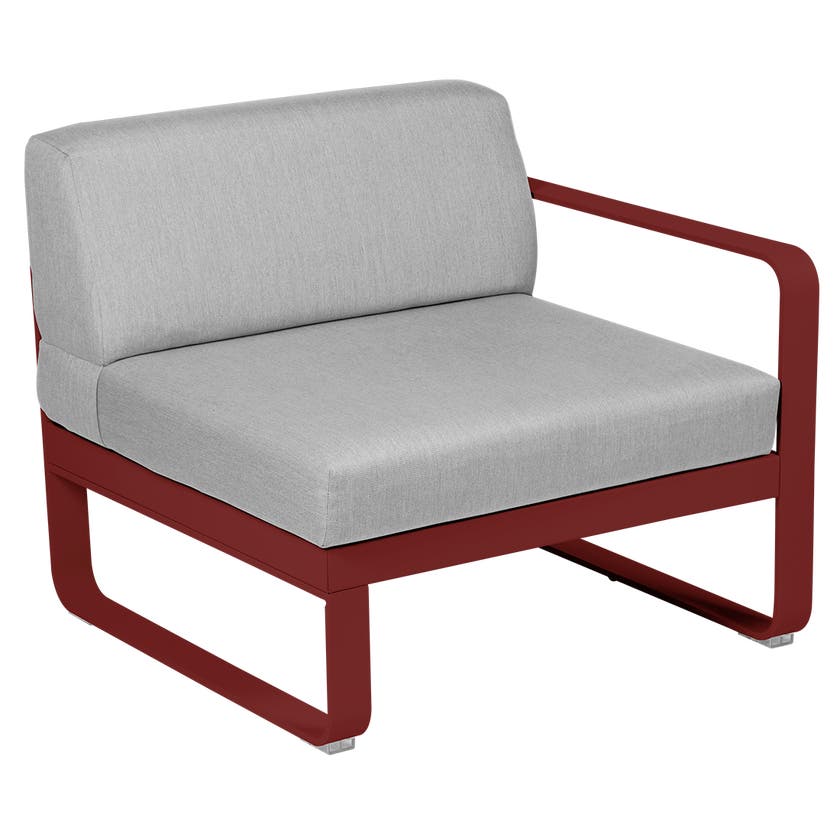 Module droit BELLEVIE de Fermob, 1 place, Piment, Coussin Gris flanelle Module droit BELLEVIE de Fermob, 1 place, Piment, Coussin Gris flanelle