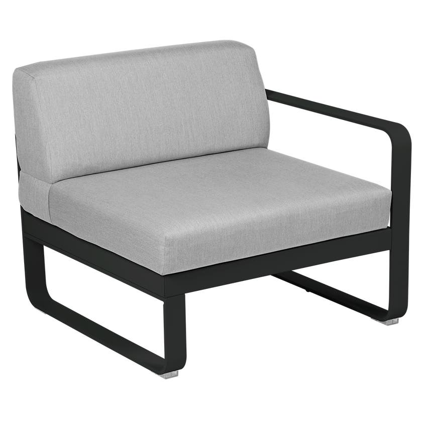Module droit BELLEVIE de Fermob, 1 place, Réglisse, Coussin Gris flanelle Module droit BELLEVIE de Fermob, 1 place, Réglisse, Coussin Gris flanelle
