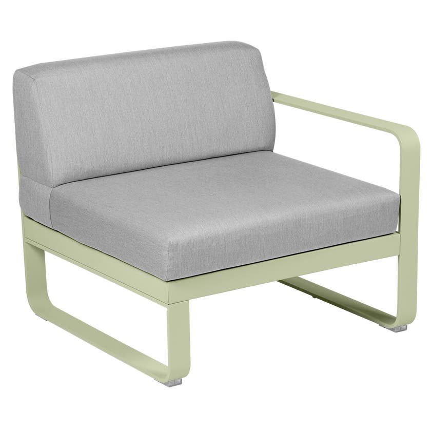 Module droit BELLEVIE de Fermob, 1 place, Tilleul, Coussin Gris flanelle Module droit BELLEVIE de Fermob, 1 place, Tilleul, Coussin Gris flanelle