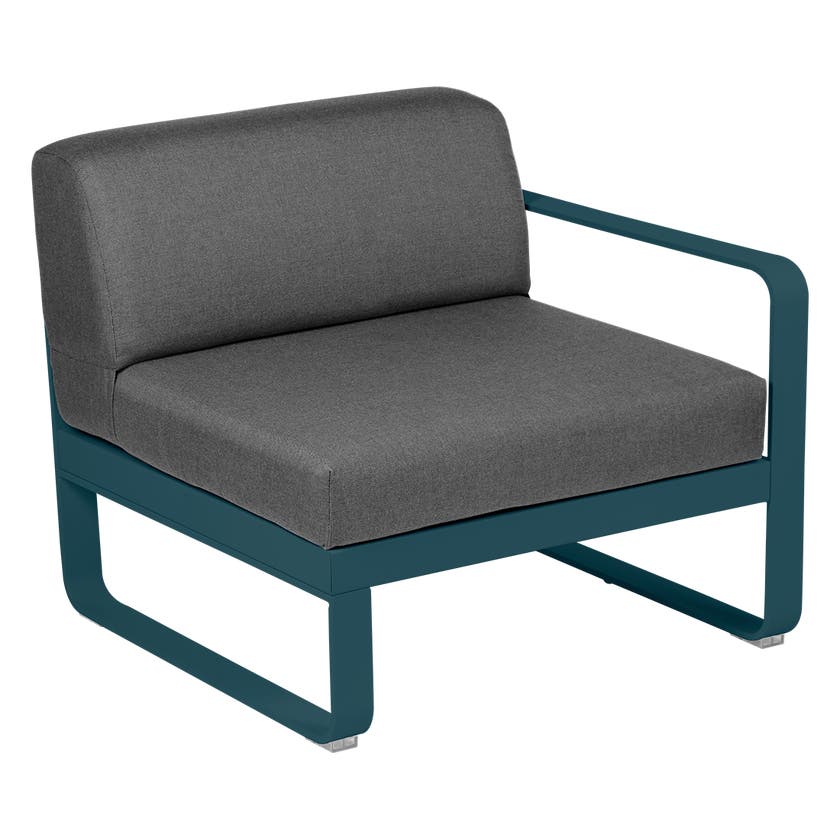 Module droit BELLEVIE de Fermob, 1 place, Bleu acapulco, coussin gris graphite Module droit BELLEVIE de Fermob, 1 place, Bleu acapulco, coussin gris graphite