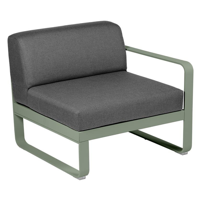 Module droit BELLEVIE de Fermob, 1 place, Cactus, coussin gris graphite Module droit BELLEVIE de Fermob, 1 place, Cactus, coussin gris graphite