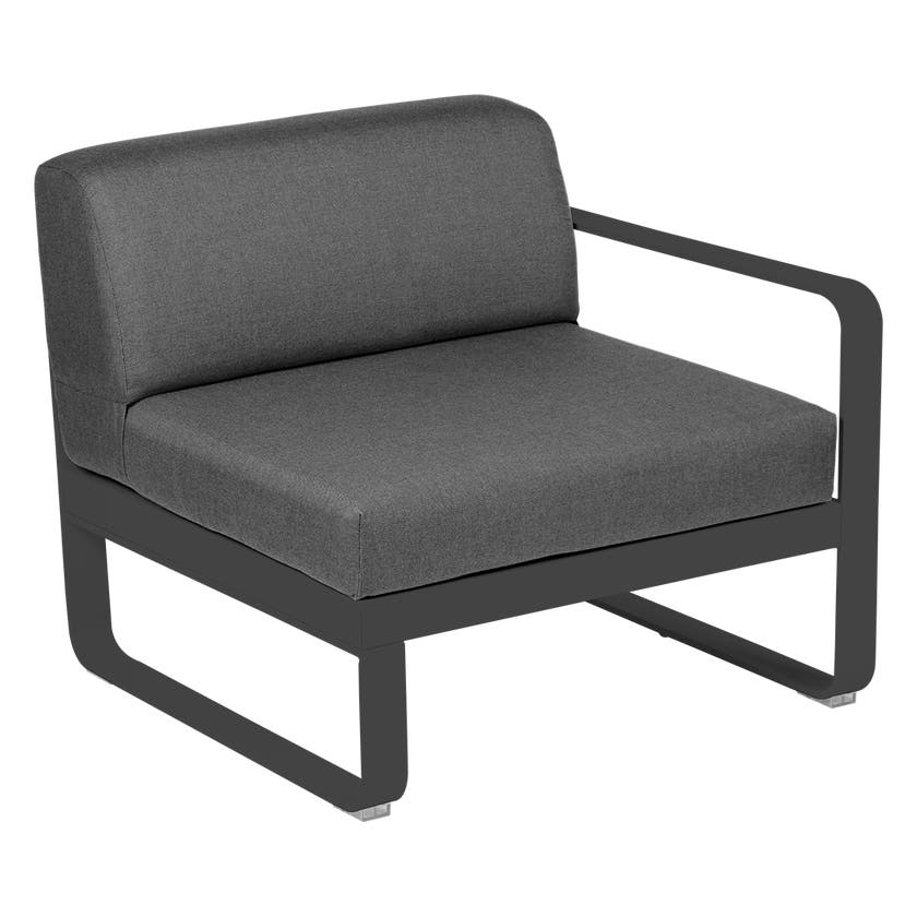Module droit BELLEVIE de Fermob, 1 place, Carbone , coussin gris graphite Module droit BELLEVIE de Fermob, 1 place, Carbone , coussin gris graphite