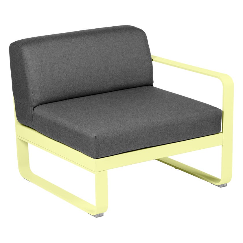 Module droit BELLEVIE de Fermob, 1 place, Citron givré, coussin gris graphite Module droit BELLEVIE de Fermob, 1 place, Citron givré, coussin gris graphite