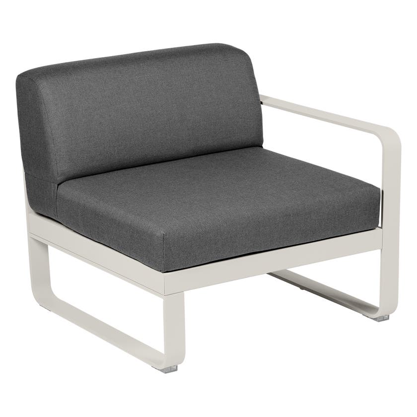 Module droit BELLEVIE de Fermob, 1 place, Gris argile, coussin gris graphite Module droit BELLEVIE de Fermob, 1 place, Gris argile, coussin gris graphite