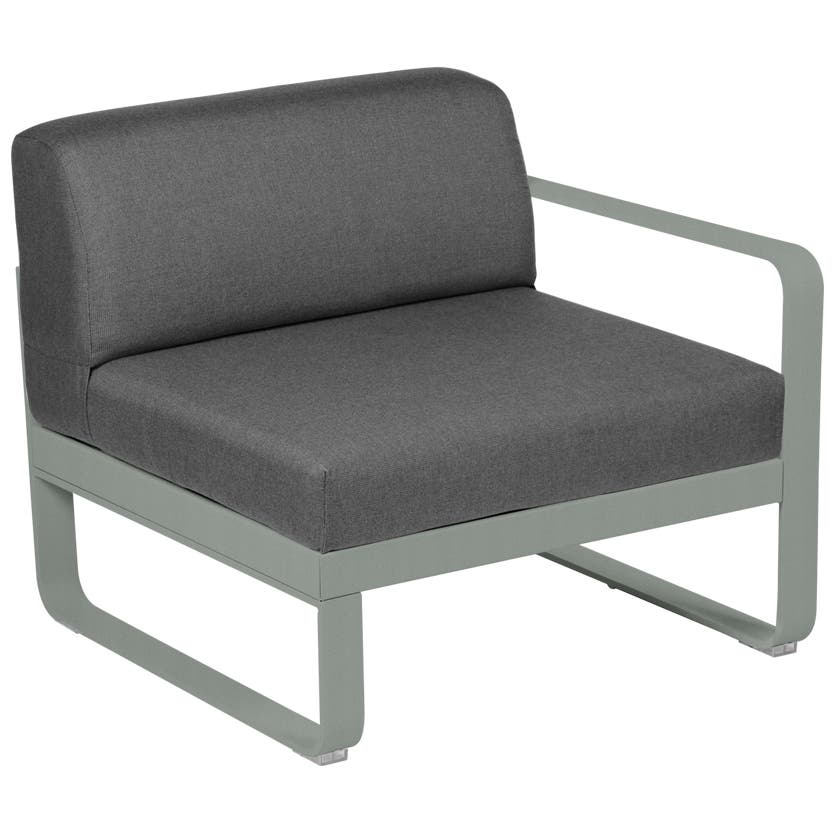 Module droit BELLEVIE de Fermob, 1 place, Gris lapilli, Coussin Gris graphite Module droit BELLEVIE de Fermob, 1 place, Gris lapilli, Coussin Gris graphite