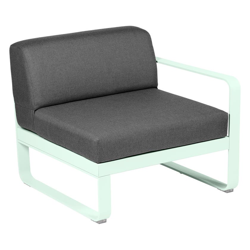 Module droit BELLEVIE de Fermob, 1 place, Menthe glaciale, coussin gris graphite Module droit BELLEVIE de Fermob, 1 place, Menthe glaciale, coussin gris graphite