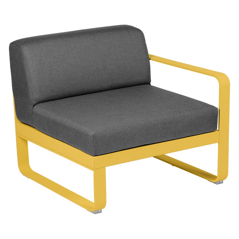 Module droit BELLEVIE de Fermob, 1 place, Miel, Coussin Gris graphite Module droit BELLEVIE de Fermob, 1 place, Miel, Coussin Gris graphite