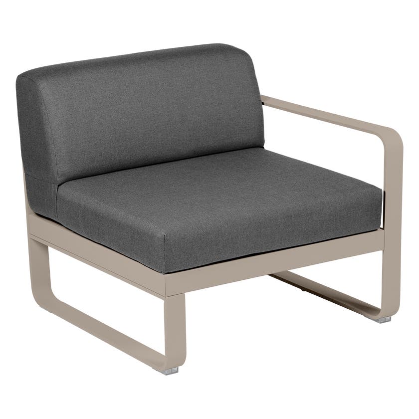 Module droit BELLEVIE de Fermob, 1 place, Muscade, coussin gris graphite Module droit BELLEVIE de Fermob, 1 place, Muscade, coussin gris graphite