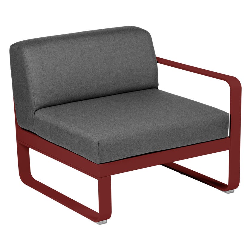 Module droit BELLEVIE de Fermob, 1 place, Piment, coussin gris graphite Module droit BELLEVIE de Fermob, 1 place, Piment, coussin gris graphite