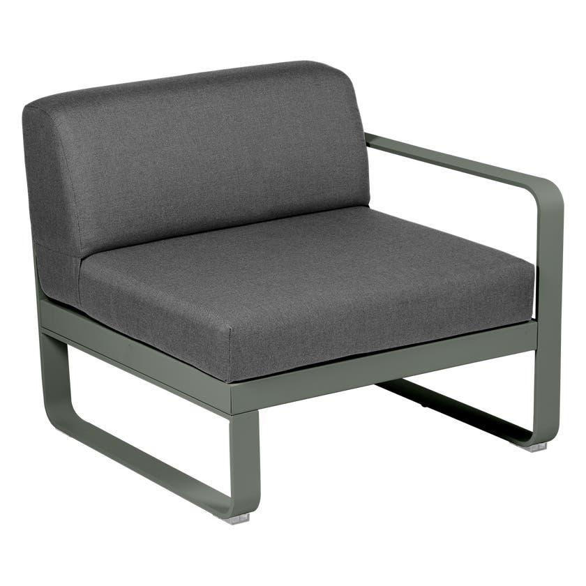 Module droit BELLEVIE de Fermob, 1 place, Romarin, coussin gris graphite Module droit BELLEVIE de Fermob, 1 place, Romarin, coussin gris graphite