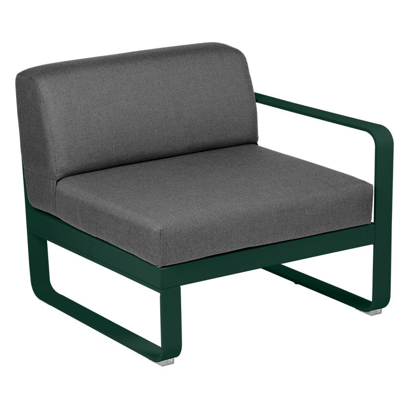 Module droit BELLEVIE de Fermob, 1 place, Vert cèdre, coussin gris graphite Module droit BELLEVIE de Fermob, 1 place, Vert cèdre, coussin gris graphite