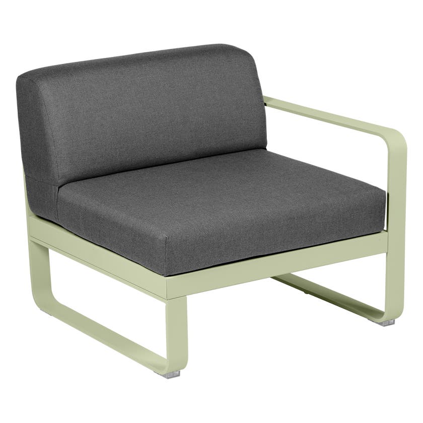 Module droit BELLEVIE de Fermob, 1 place, Tilleul, coussin gris graphite Module droit BELLEVIE de Fermob, 1 place, Tilleul, coussin gris graphite