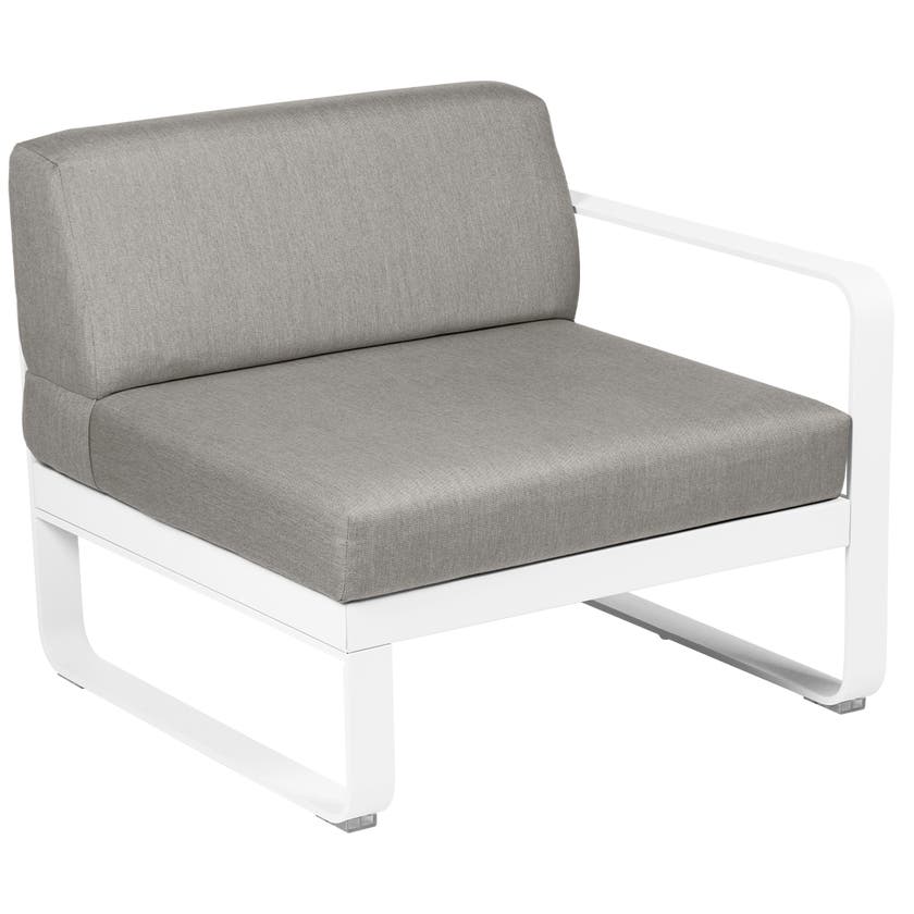 Module droit BELLEVIE de Fermob, 1 place, Blanc coton, Coussin Taupe grisé Module droit BELLEVIE de Fermob, 1 place, Blanc coton, Coussin Taupe grisé