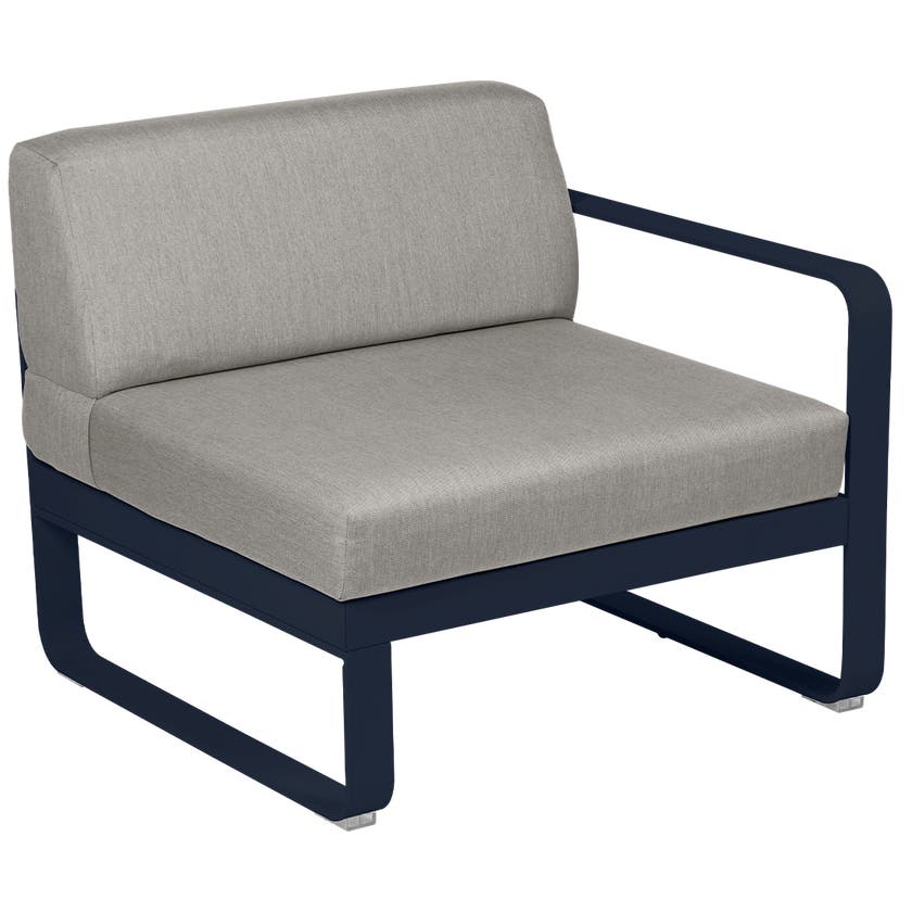 Module droit BELLEVIE de Fermob, 1 place, Bleu abysse, Coussin Taupe grisé Module droit BELLEVIE de Fermob, 1 place, Bleu abysse, Coussin Taupe grisé