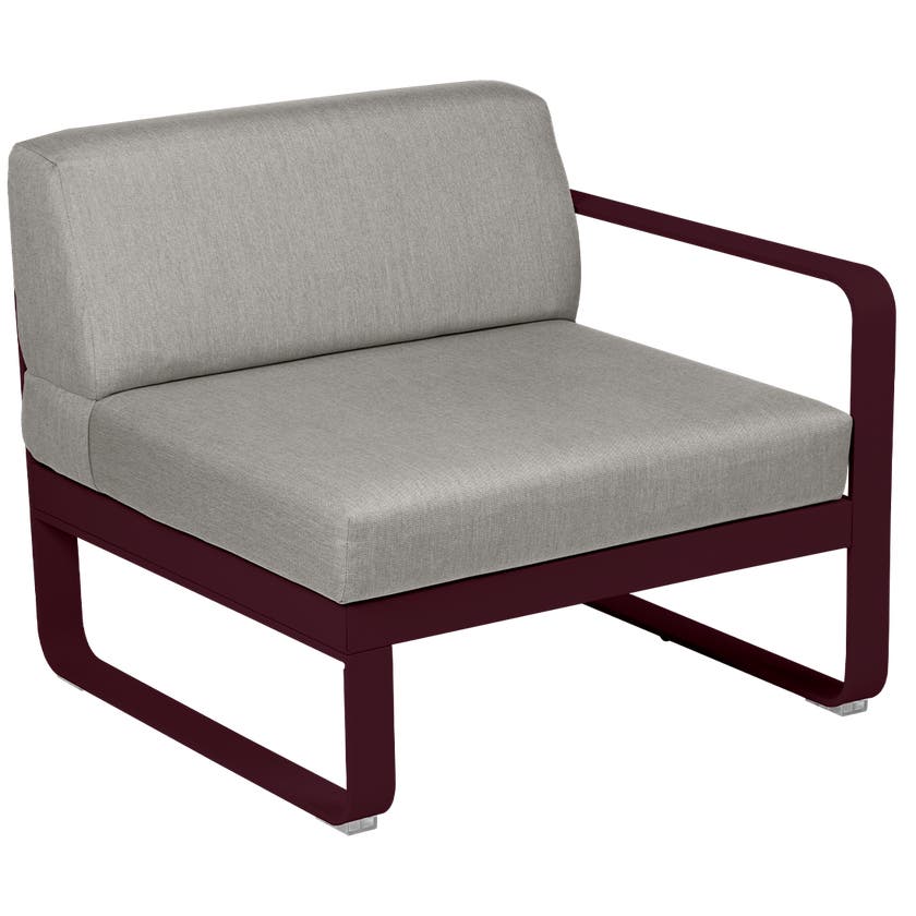 Module droit BELLEVIE de Fermob, 1 place, Cerise noire, Coussin Taupe grisé Module droit BELLEVIE de Fermob, 1 place, Cerise noire, Coussin Taupe grisé