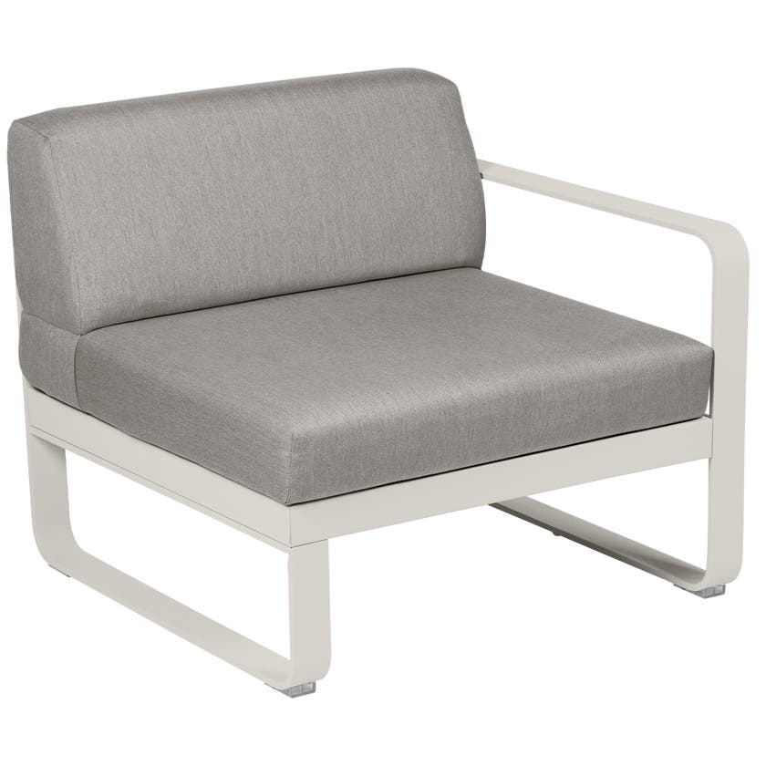 Module droit BELLEVIE de Fermob, 1 place, Gris argile, Coussin Taupe grisé Module droit BELLEVIE de Fermob, 1 place, Gris argile, Coussin Taupe grisé