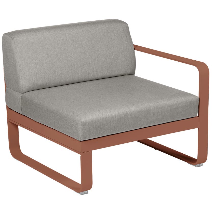 Module droit BELLEVIE de Fermob, 1 place, Ocre rouge, Coussin Taupe grisé Module droit BELLEVIE de Fermob, 1 place, Ocre rouge, Coussin Taupe grisé