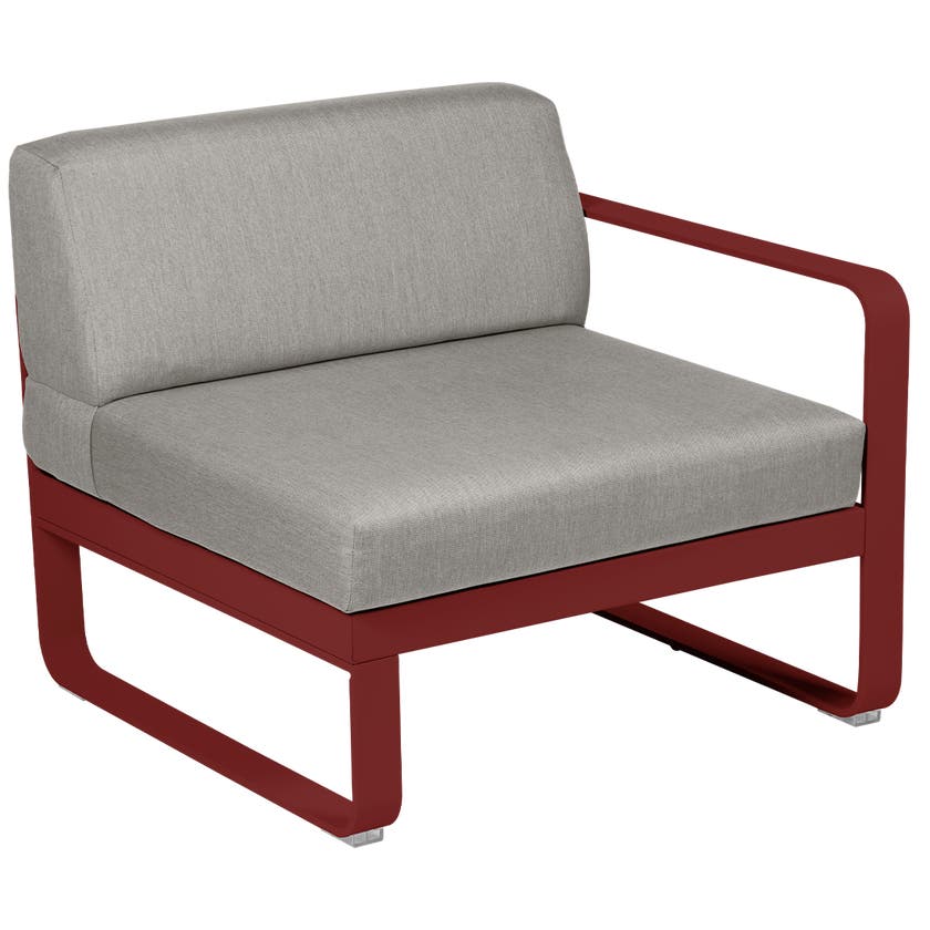 Module droit BELLEVIE de Fermob, 1 place, Piment, Coussin Taupe grisé Module droit BELLEVIE de Fermob, 1 place, Piment, Coussin Taupe grisé
