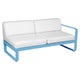 Module droit BELLEVIE, 2 places, Bleu maya, Coussin Blanc grisé