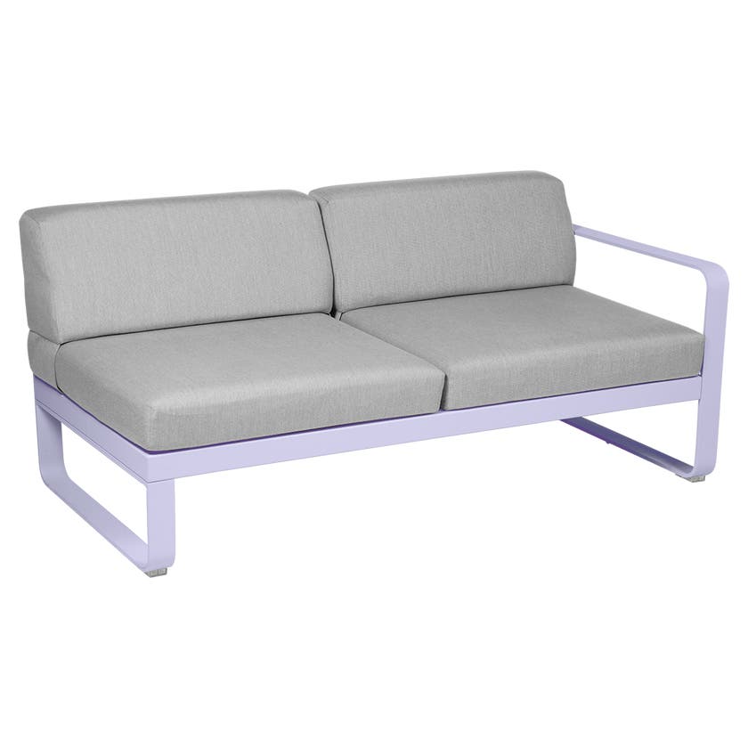 Module droit BELLEVIE de Fermob, 2 places, Guimauve, Coussin Gris flanelle Module droit BELLEVIE de Fermob, 2 places, Guimauve, Coussin Gris flanelle