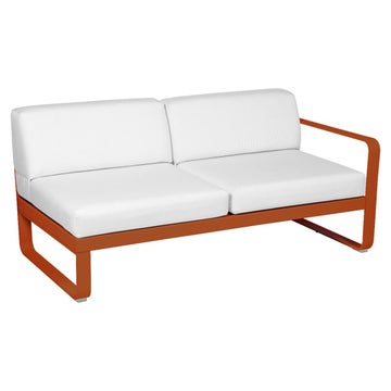 Module droit BELLEVIE de Fermob, 2 places, Orange confite, Coussin Blanc grisé
