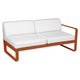 Module droit BELLEVIE, 2 places, Orange confite, Coussin Blanc grisé