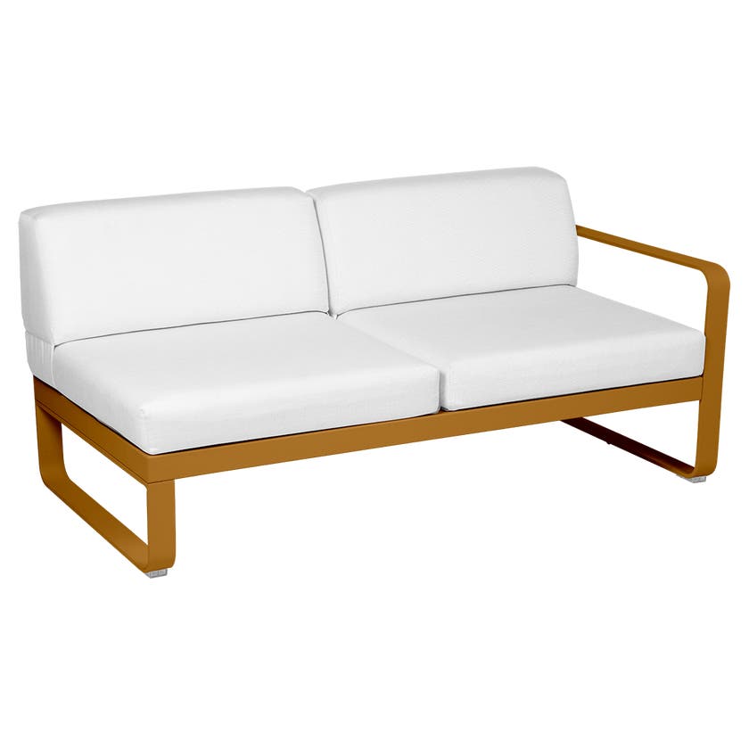 Module droit BELLEVIE de Fermob, 2 places, Pain d'épices, Coussin Blanc grisé Module droit BELLEVIE de Fermob, 2 places, Pain d'épices, Coussin Blanc grisé