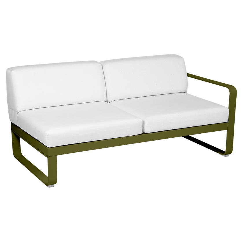 Module droit BELLEVIE de Fermob, 2 places, Pesto, Coussin Blanc grisé Module droit BELLEVIE de Fermob, 2 places, Pesto, Coussin Blanc grisé