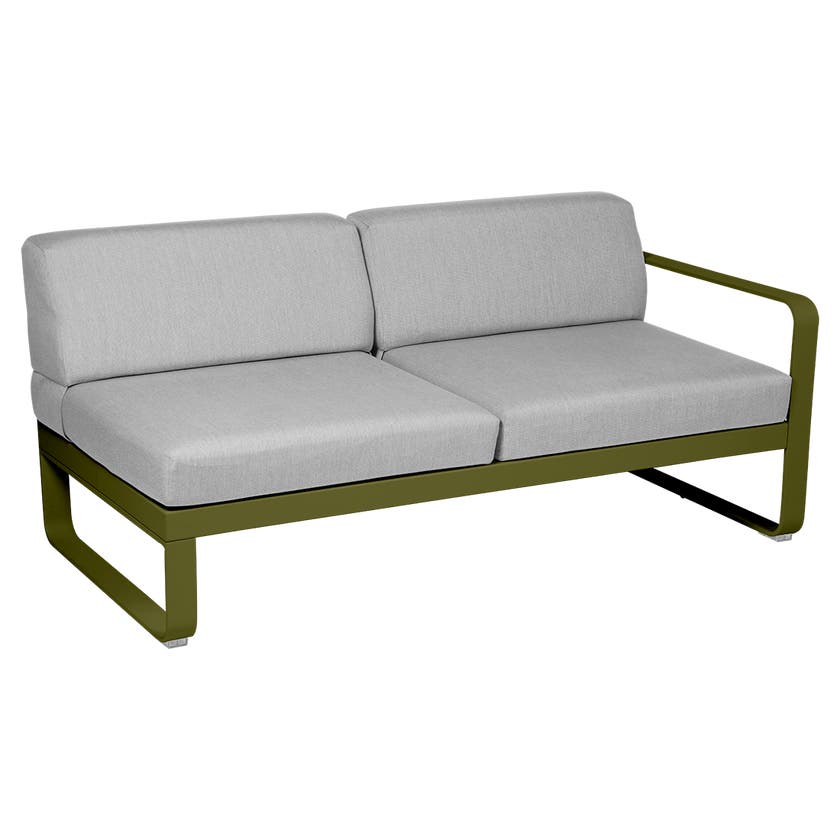 Module droit BELLEVIE de Fermob, 2 places, Pesto, Coussin Gris flanelle Module droit BELLEVIE de Fermob, 2 places, Pesto, Coussin Gris flanelle