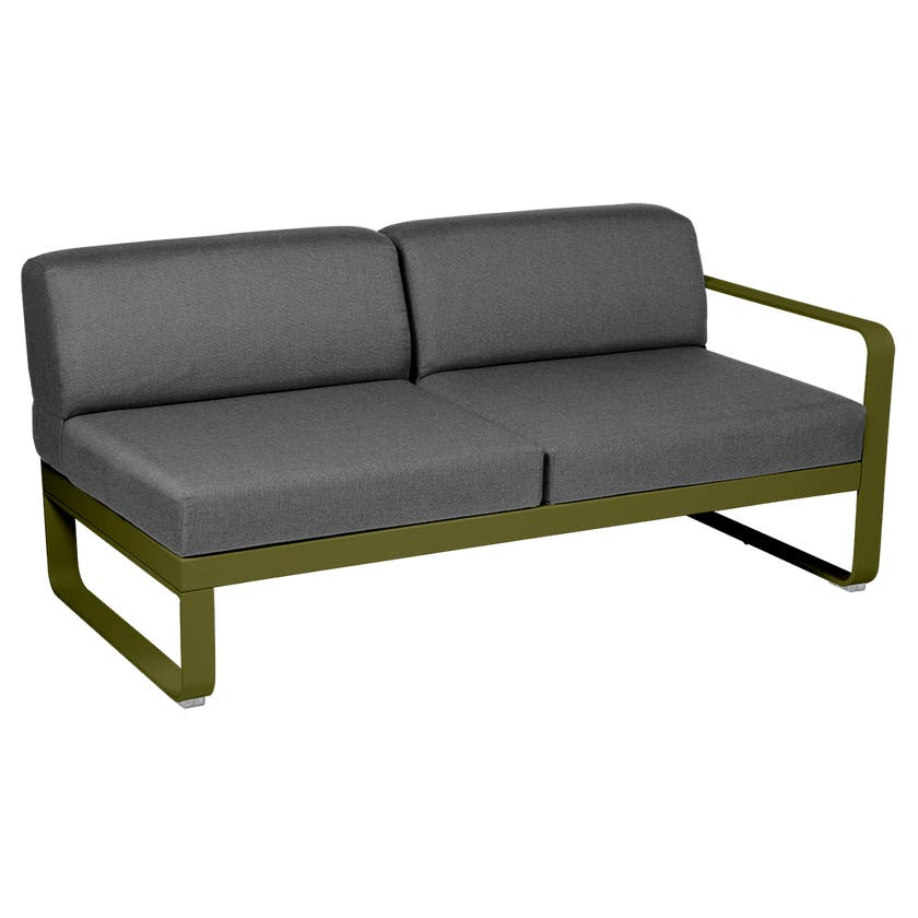 Module droit BELLEVIE de Fermob, 2 places, Pesto, Coussin Gris graphite Module droit BELLEVIE de Fermob, 2 places, Pesto, Coussin Gris graphite