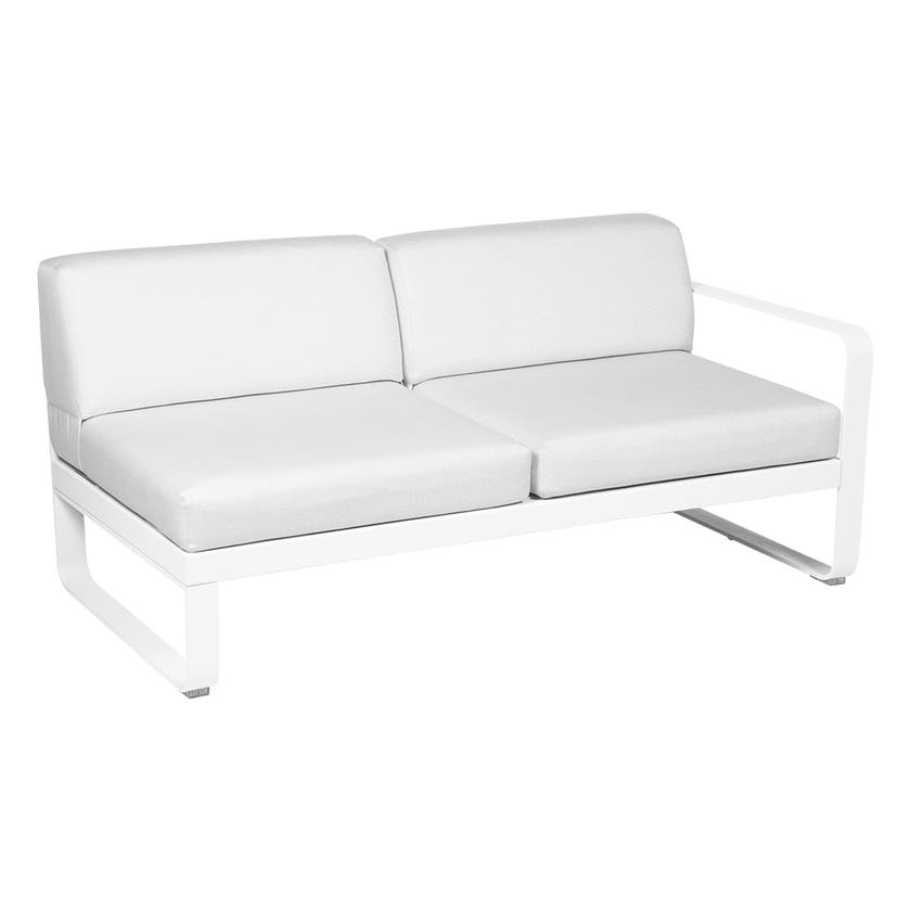 Module droit BELLEVIE de Fermob, 2 places, Blanc coton, Coussin Blanc grisé Module droit BELLEVIE de Fermob, 2 places, Blanc coton, Coussin Blanc grisé