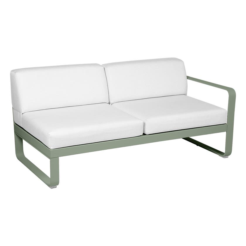 Module droit BELLEVIE de Fermob, 2 places, Cactus, Coussin Blanc grisé Module droit BELLEVIE de Fermob, 2 places, Cactus, Coussin Blanc grisé