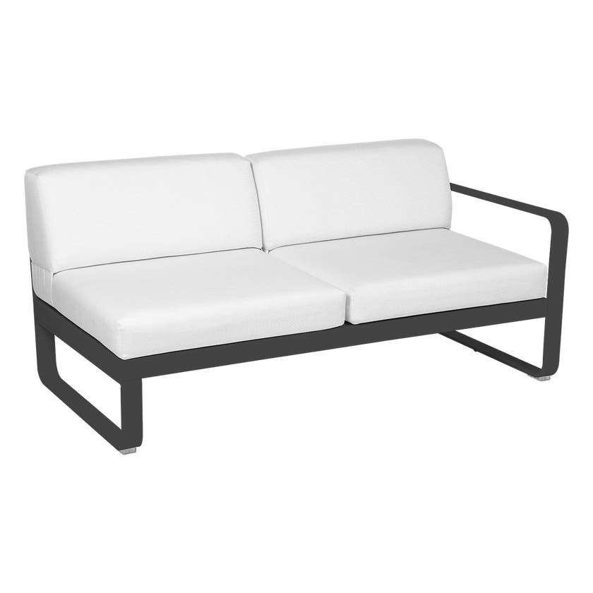 Module droit BELLEVIE de Fermob, 2 places, Carbone , Coussin Blanc grisé Module droit BELLEVIE de Fermob, 2 places, Carbone , Coussin Blanc grisé