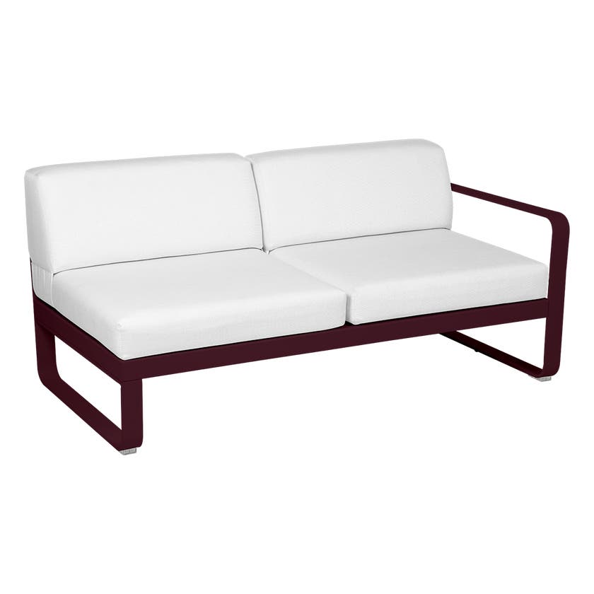 Module droit BELLEVIE de Fermob, 2 places, Cerise noire, Coussin Blanc grisé Module droit BELLEVIE de Fermob, 2 places, Cerise noire, Coussin Blanc grisé
