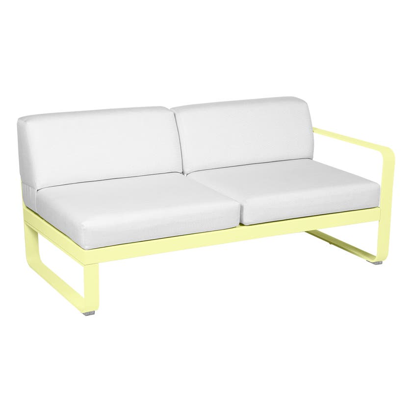Module droit BELLEVIE de Fermob, 2 places, Citron givré, Coussin Blanc grisé Module droit BELLEVIE de Fermob, 2 places, Citron givré, Coussin Blanc grisé