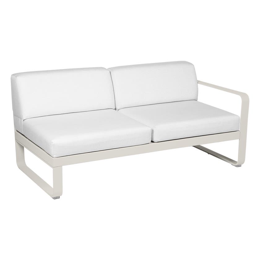 Module droit BELLEVIE de Fermob, 2 places, Gris argile, Coussin Blanc grisé Module droit BELLEVIE de Fermob, 2 places, Gris argile, Coussin Blanc grisé