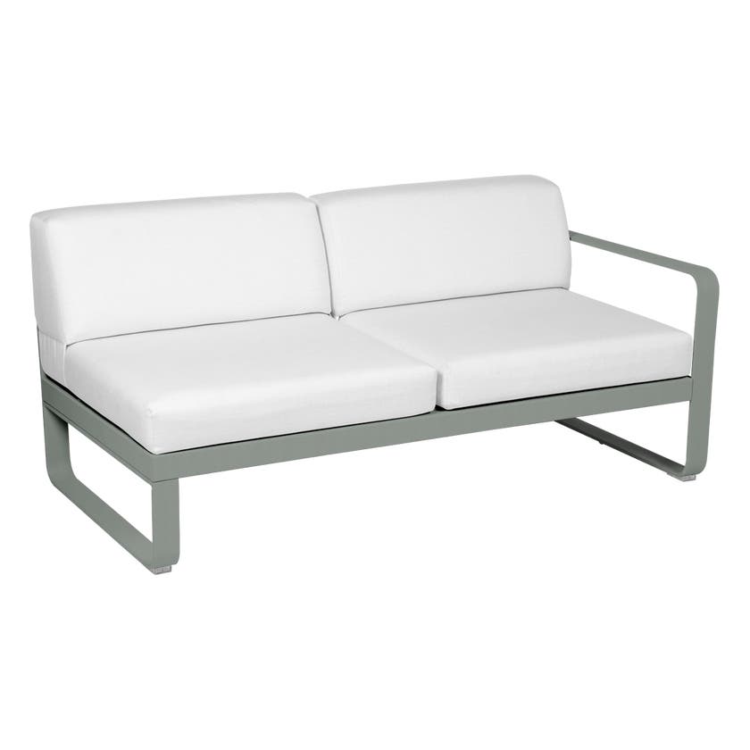 Module droit BELLEVIE de Fermob, 2 places, Gris lapilli, Coussin Blanc grisé Module droit BELLEVIE de Fermob, 2 places, Gris lapilli, Coussin Blanc grisé