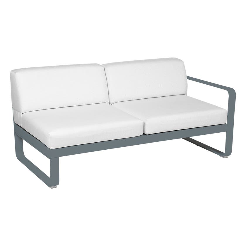 Module droit BELLEVIE de Fermob, 2 places, Gris orage, Coussin Blanc grisé Module droit BELLEVIE de Fermob, 2 places, Gris orage, Coussin Blanc grisé