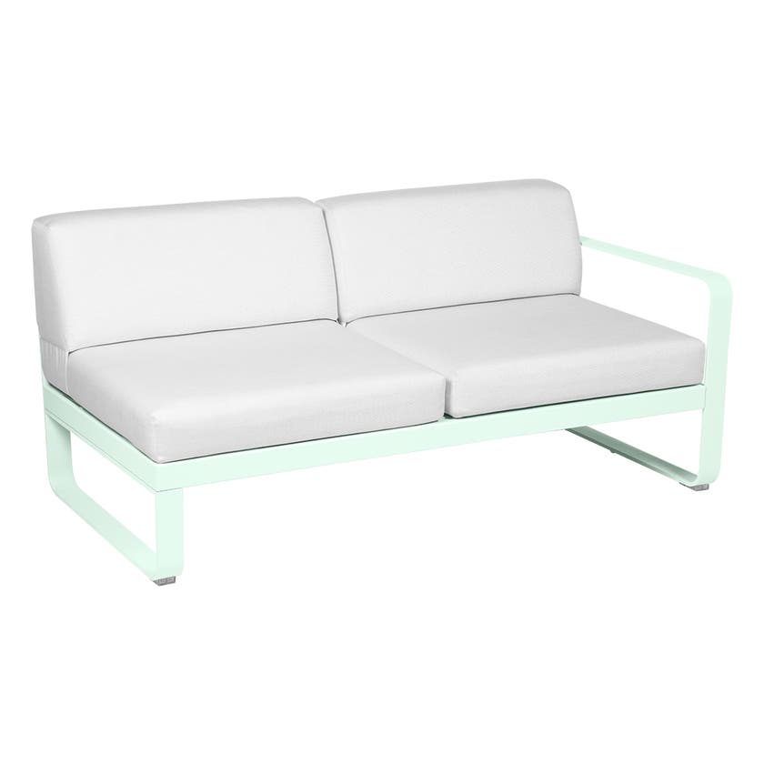 Module droit BELLEVIE de Fermob, 2 places, Menthe glaciale, Coussin Blanc grisé Module droit BELLEVIE de Fermob, 2 places, Menthe glaciale, Coussin Blanc grisé