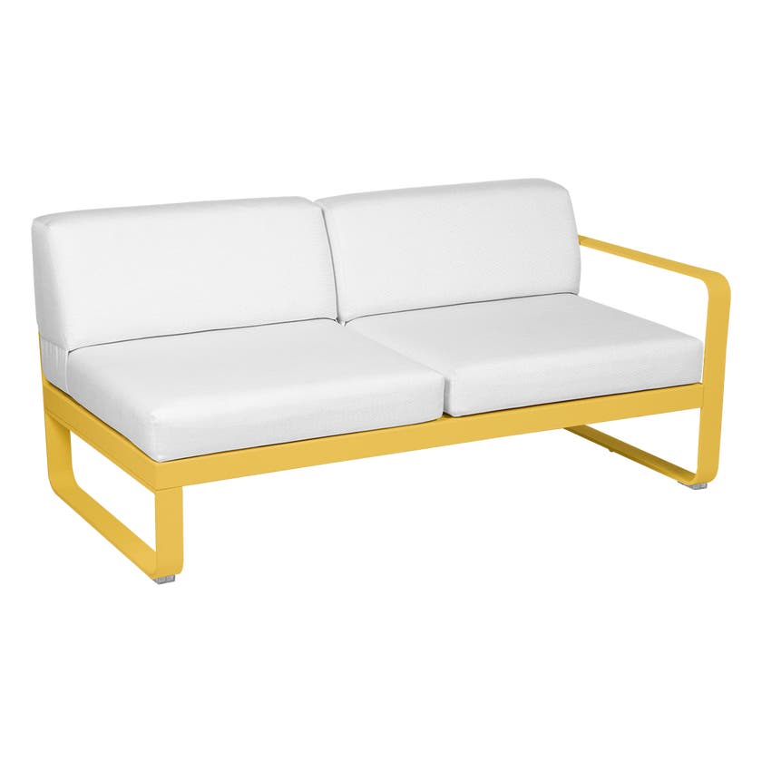 Module droit BELLEVIE de Fermob, 2 places, Miel, Coussin Blanc grisé Module droit BELLEVIE de Fermob, 2 places, Miel, Coussin Blanc grisé