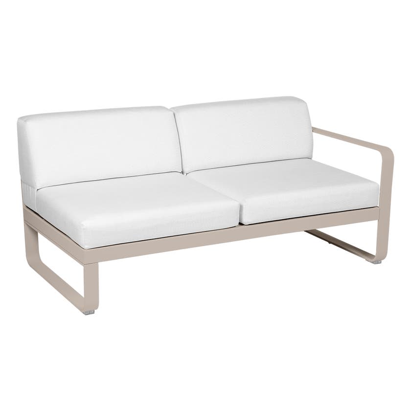 Module droit BELLEVIE de Fermob, 2 places, Muscade, Coussin Blanc grisé Module droit BELLEVIE de Fermob, 2 places, Muscade, Coussin Blanc grisé