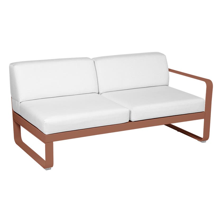 Module droit BELLEVIE de Fermob, 2 places, Ocre rouge, Coussin Blanc grisé Module droit BELLEVIE de Fermob, 2 places, Ocre rouge, Coussin Blanc grisé