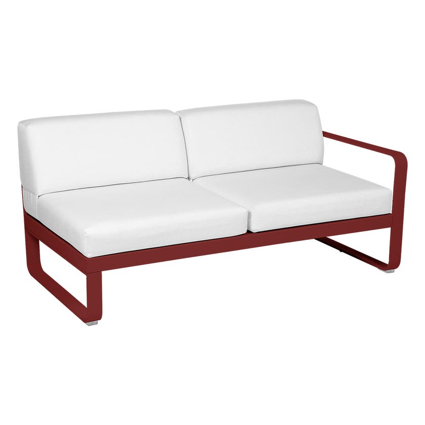 Module droit BELLEVIE de Fermob, 2 places, Piment, Coussin Blanc grisé Module droit BELLEVIE de Fermob, 2 places, Piment, Coussin Blanc grisé