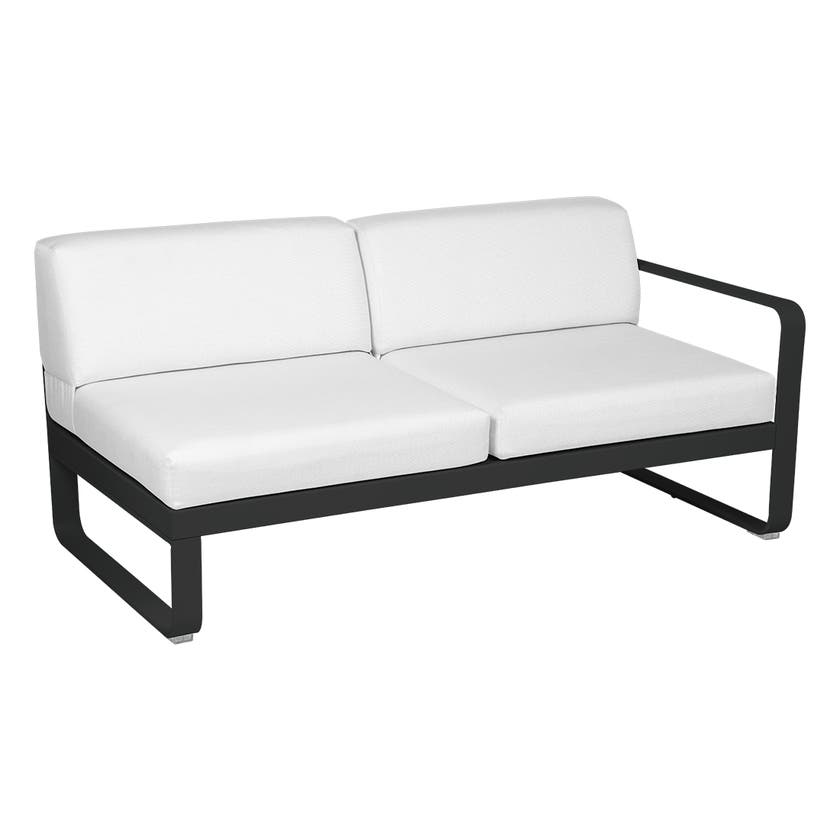 Module droit BELLEVIE de Fermob, 2 places, Réglisse, Coussin Blanc grisé Module droit BELLEVIE de Fermob, 2 places, Réglisse, Coussin Blanc grisé
