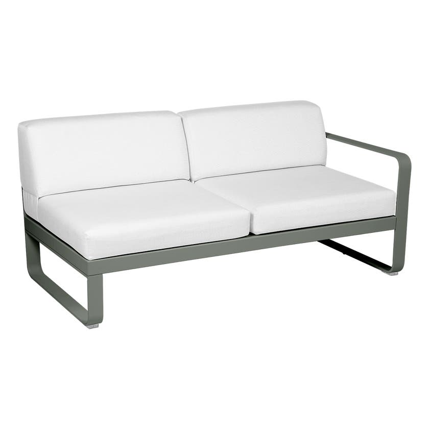 Module droit BELLEVIE de Fermob, 2 places, Romarin, Coussin Blanc grisé Module droit BELLEVIE de Fermob, 2 places, Romarin, Coussin Blanc grisé