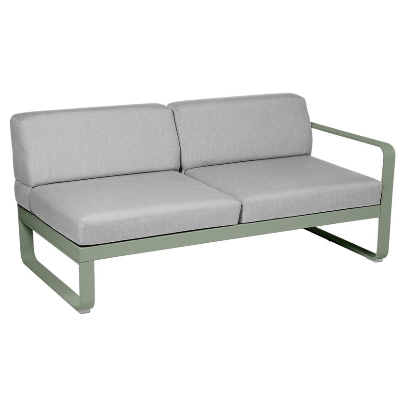 Module droit BELLEVIE de Fermob, 2 places, Cactus, Coussin Gris flanelle Module droit BELLEVIE de Fermob, 2 places, Cactus, Coussin Gris flanelle