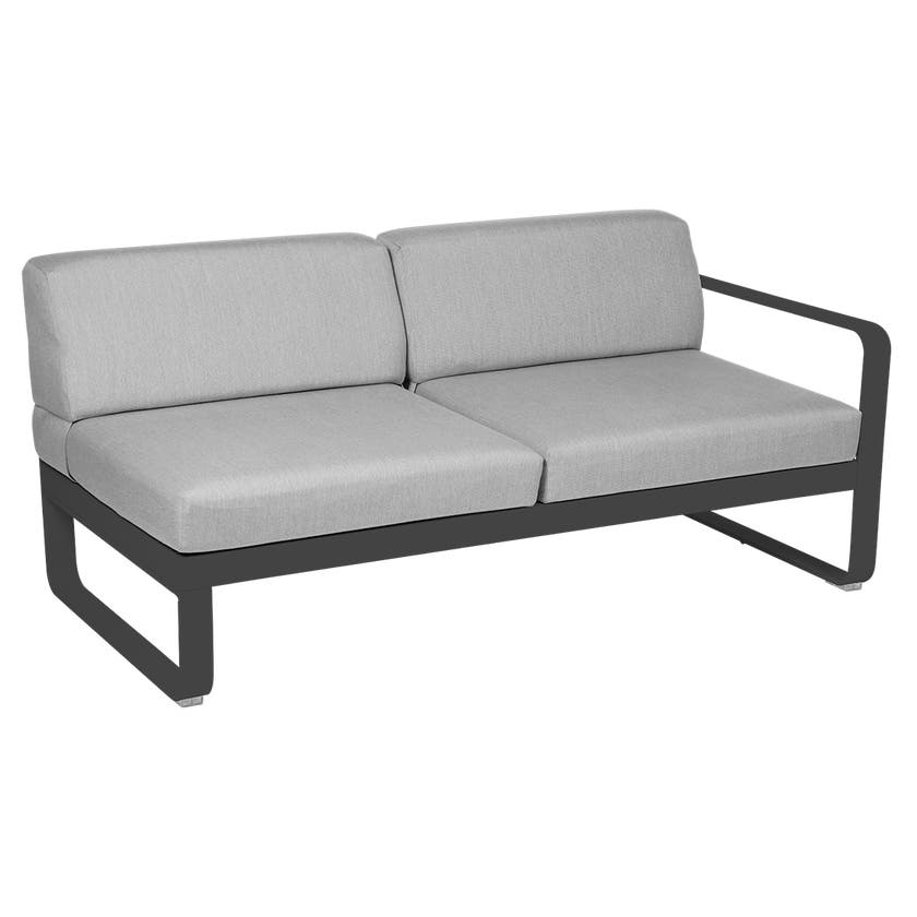 Module droit BELLEVIE de Fermob, 2 places, Carbone , Coussin Gris flanelle Module droit BELLEVIE de Fermob, 2 places, Carbone , Coussin Gris flanelle